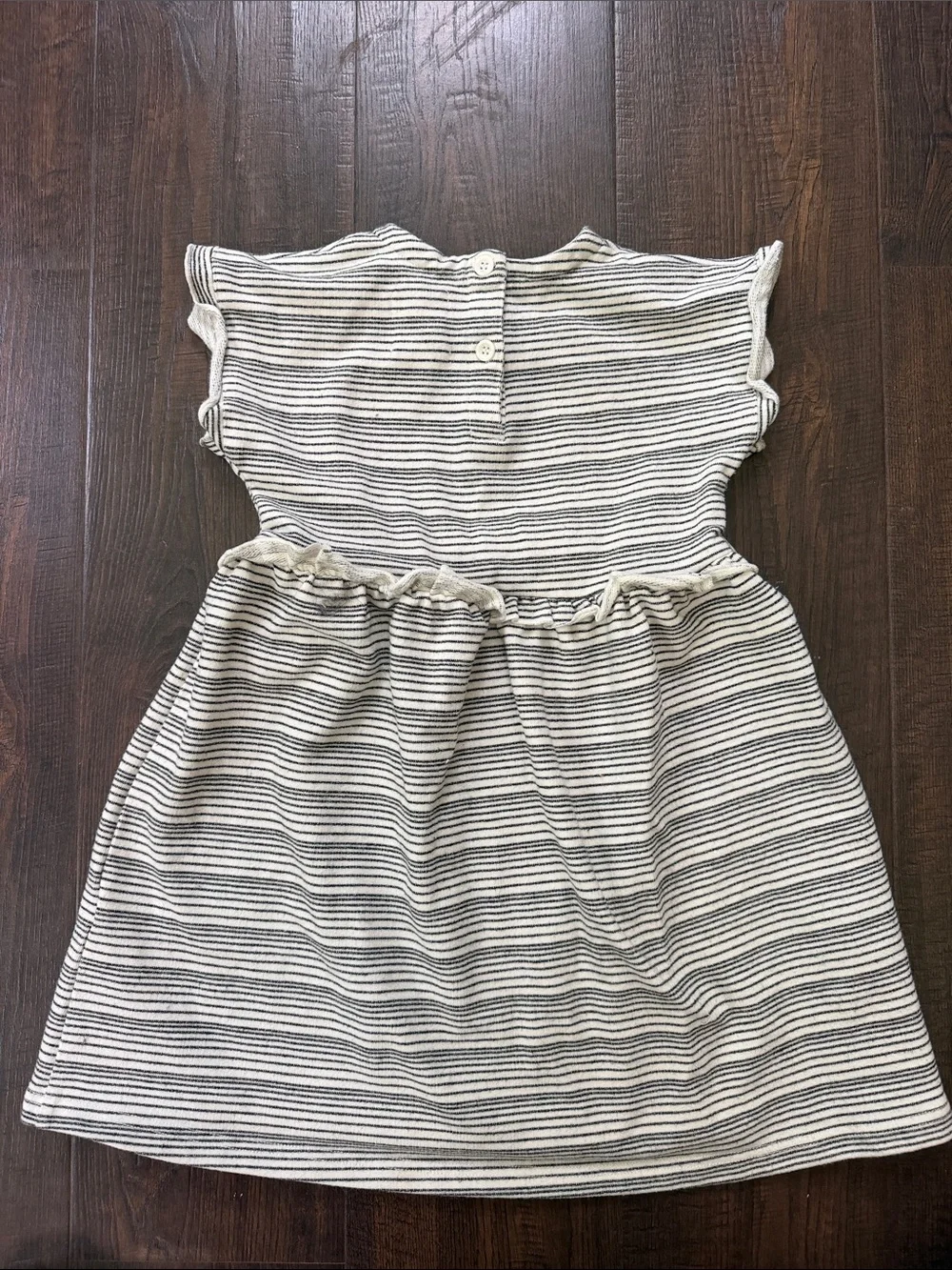 Girls' Casual Striped Dress in Cream & Black - Soft Everyday Style